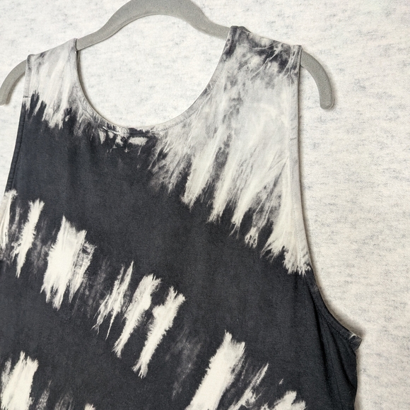 Saturday Sunday By Anthropologie Black Tie-Dye Midi Cotton Blend Dress Sz XL - Picture 9 of 14